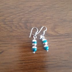 925 STERLING SILVER EARRINGS WITH NATURAL TURQUOISE STONE 