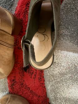 Olive Suede wedges sz6 and tan wedges sz 7