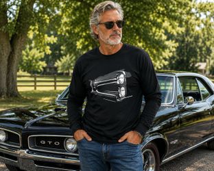 Pontiac GTO Front End Graphic Long Sleeve T-Shirt Men's XL Black Muscle Car Tee