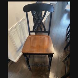 Two Bar Stools Wooden Farmhouse Style 