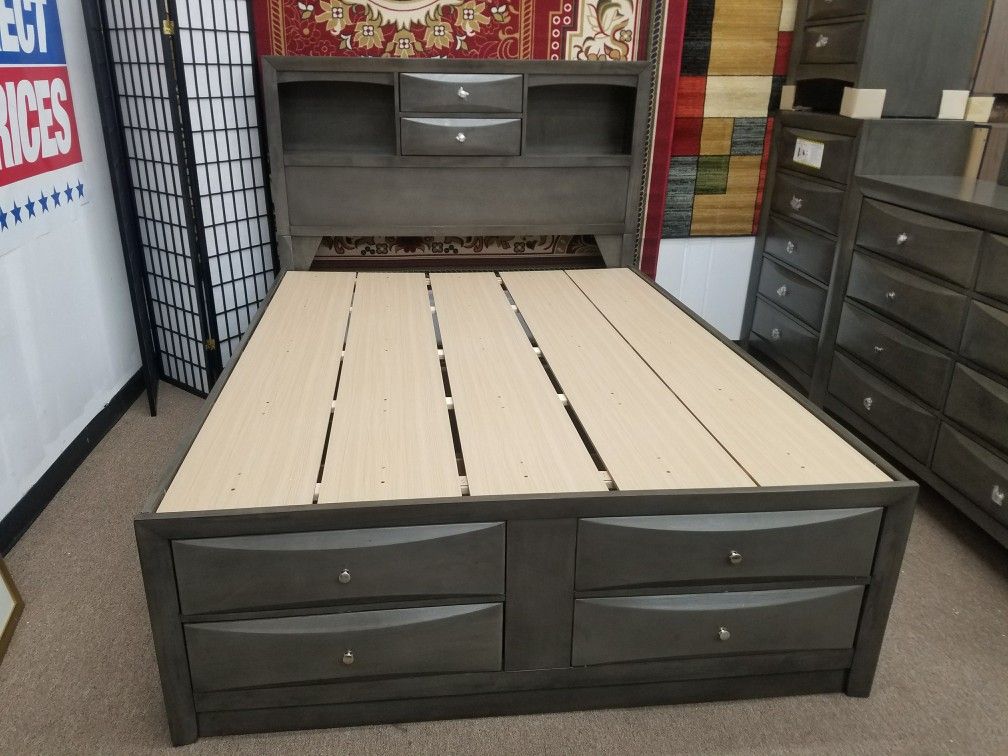 New Box Queen Size Storage Platform Bed Frame Special