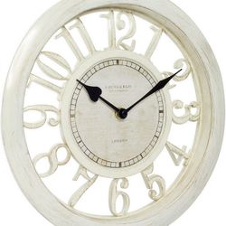 Equity by La Crosse 20857 11.5" Delaney Floating Dial Quartz Clock, Antique White



