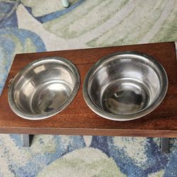 Small Dog/ Cat Feed and Water Bowl set *Elevated Feeder*