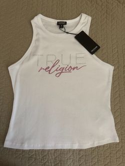 NWT New $59 True Religion Ribbed Crystal Tank Top Size L