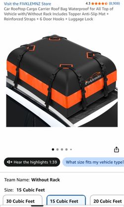 cargo rooftop carrier bag