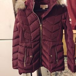 Michael Kors Faux Fur Trim Hooded Down Puffer Winter Coat