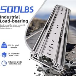 SLIDEWAY 500Lbs Heavy Duty Drawer Slides 1 Pair 16 18 20 22 26 30 40 Inch Full