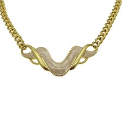 1980s Napier Tailored Collection Woman Necklace,  Gold Plated Chain with Pastel Enamel Front, V Shaped Attached Pendant, Preppy Choker Necklace, Vinta