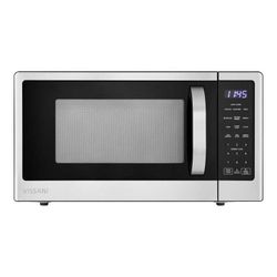 Vissani 21 in. 1.1 cu. ft. 1000-Watt Countertop Microwave Oven in Fingerprint Resistant Stainless Steel and Bar handle