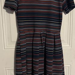 Woman’s Lularoe Multicolored Striped Dress W/Pockets Sz. L