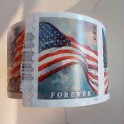 Open But Complete Roll of 100 Stamps 