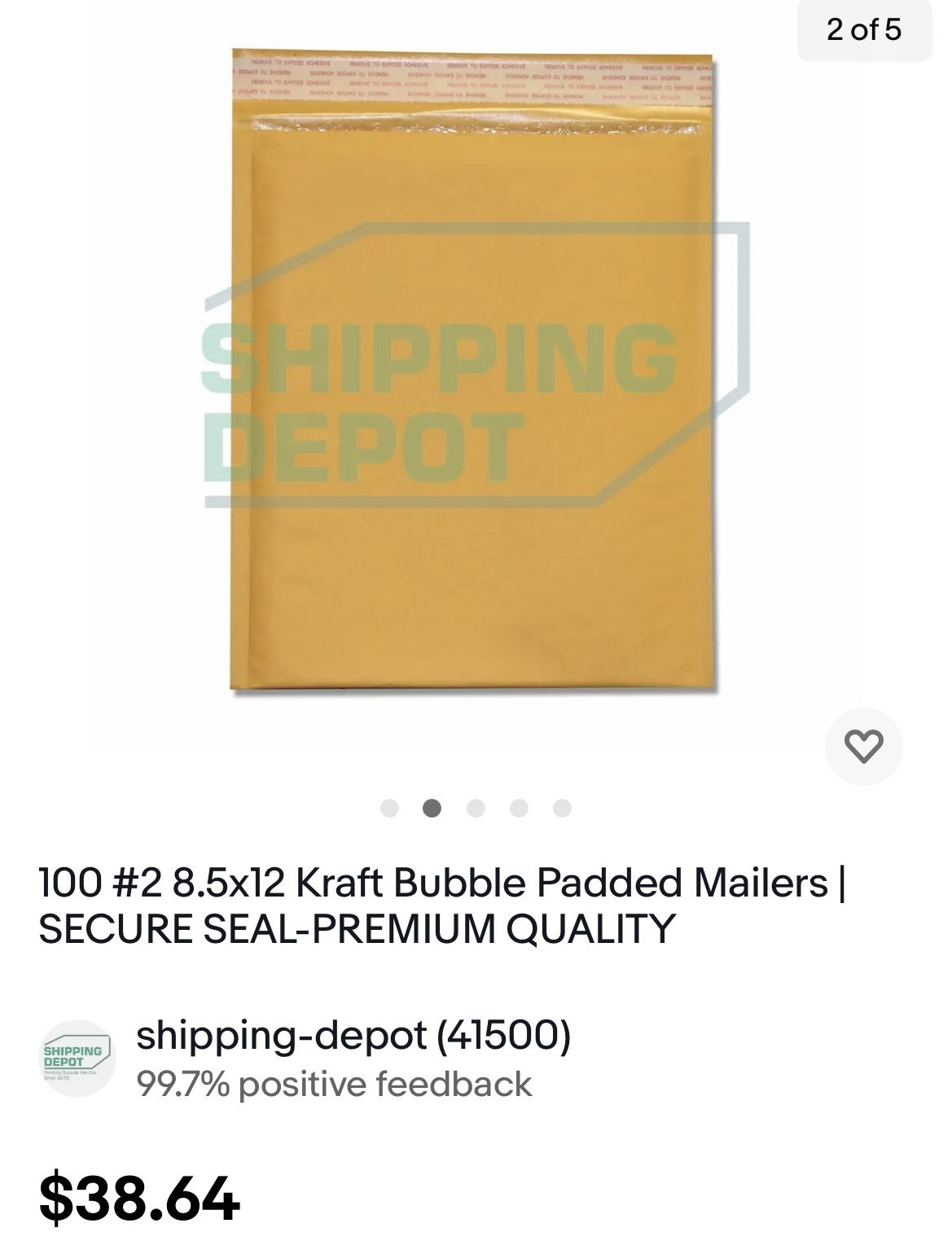 100 #2 8.5x12 Kraft Bubble Mailers - Brand New In Box 
