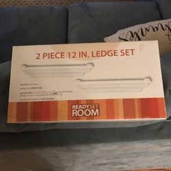 2 Piece 12 Inch Ledge Set Brand New -White Wood
