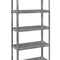 Bowery Hill 5 Shelf Bookcase in Aged Metal