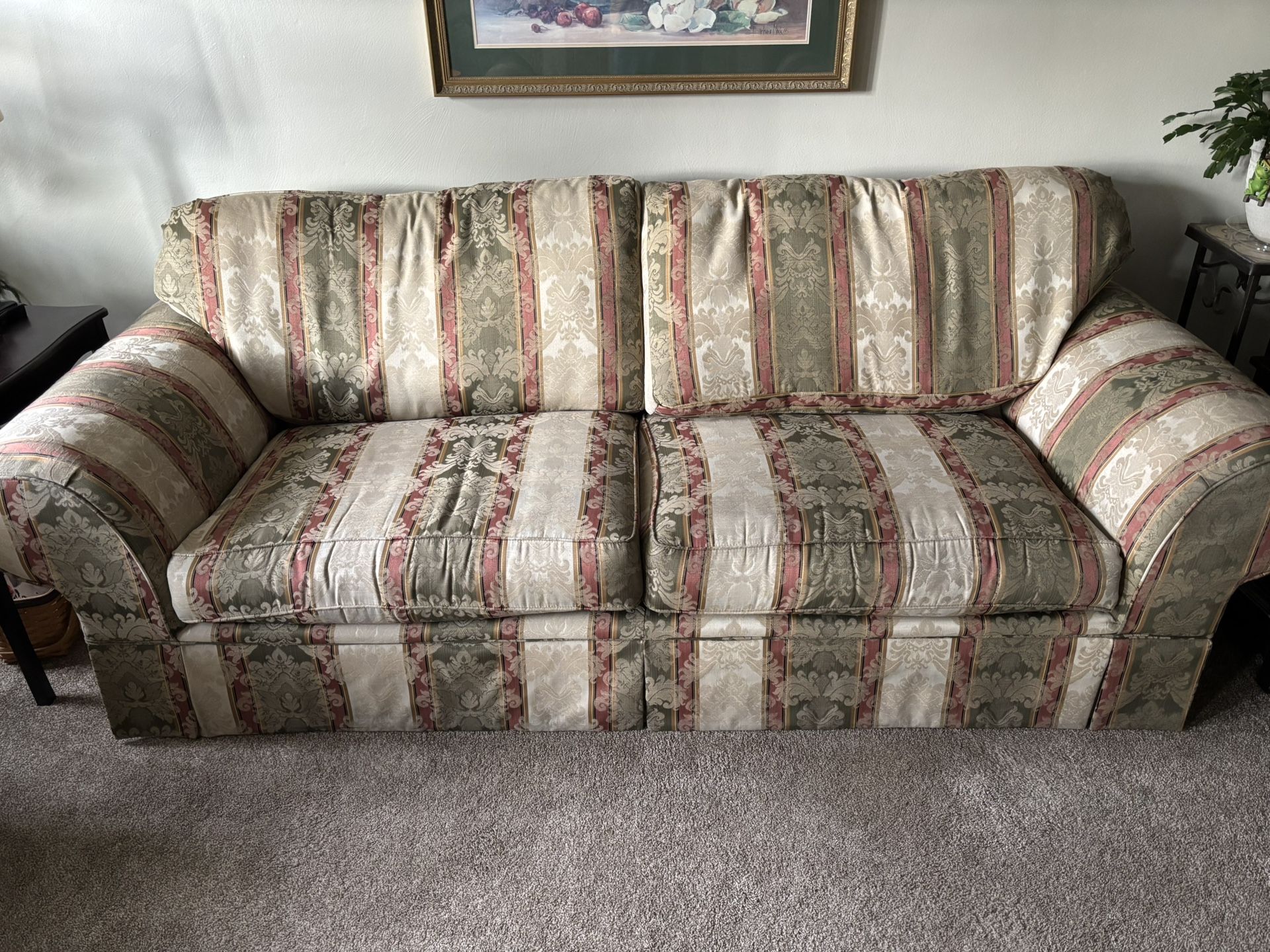 Matching sofa and loveseat, set treated with guardian stain protection