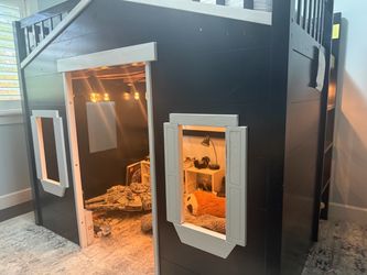 Kids loft bed with lights