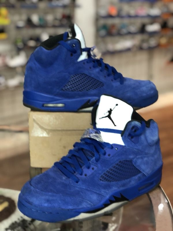 Blue suede 5s size 10