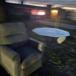 Free Recliner And Glass Table Good Conditions 