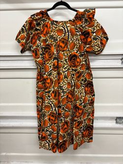 Women's African Short Sleeve Ruffles Party Casual Dress Size M