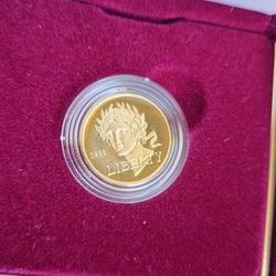 1988 Olympic Coin Set With Gold Piece And Silver Coin Almost 1/4 Ounce Of Gold 