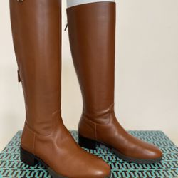 NWT Tory Burch penny brown leather knee-high sydney boots