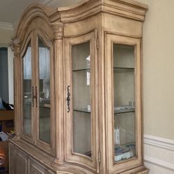 Solid Wood Hutch Cabinet Armoire Display Showcase 