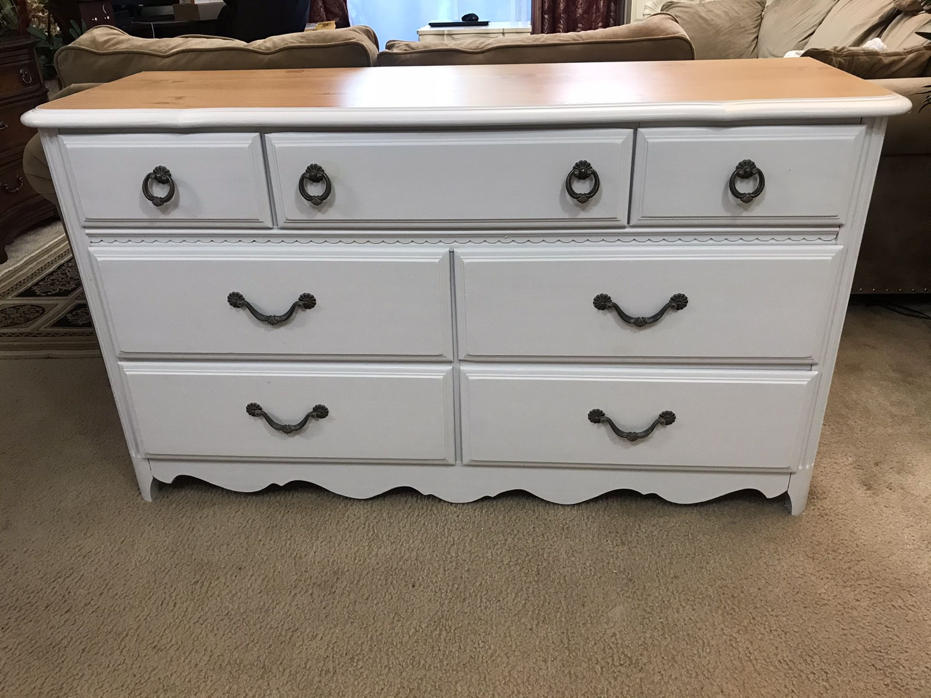White dresser with 7 drawers W56” x D18” x H31”