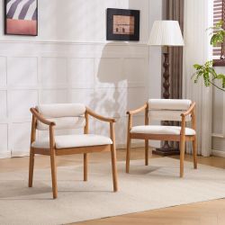 Christopher Knight Home Bellon Natural upholstered solid rubber wood set of 2 chairs