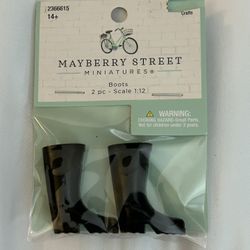 Mayberry Street Minatures Black Boots 1:12 Scale New