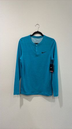 Nike Men’sDri Fit  Sportswear Club Henley Long Sleeve Shirt. Sz S. Blue