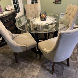 Dining Set Glass Table With 6 Chairs 