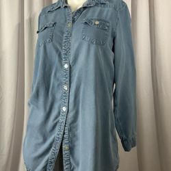 Soft Surrounding blue Denim Tencel Long Shirt Sz M