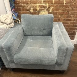 Blue Chair And Ottoman With Storage