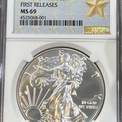 2017 W MS69 SILVER EAGLE 🦅 DOLLAR NGC GOLD STAR CASE