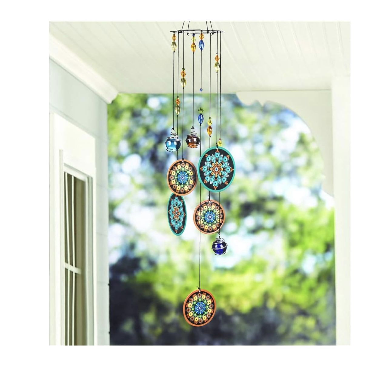 Metal Flower Wind Chimes 23.5" Outdoors Window Garden Hanging Windchimes for Outside