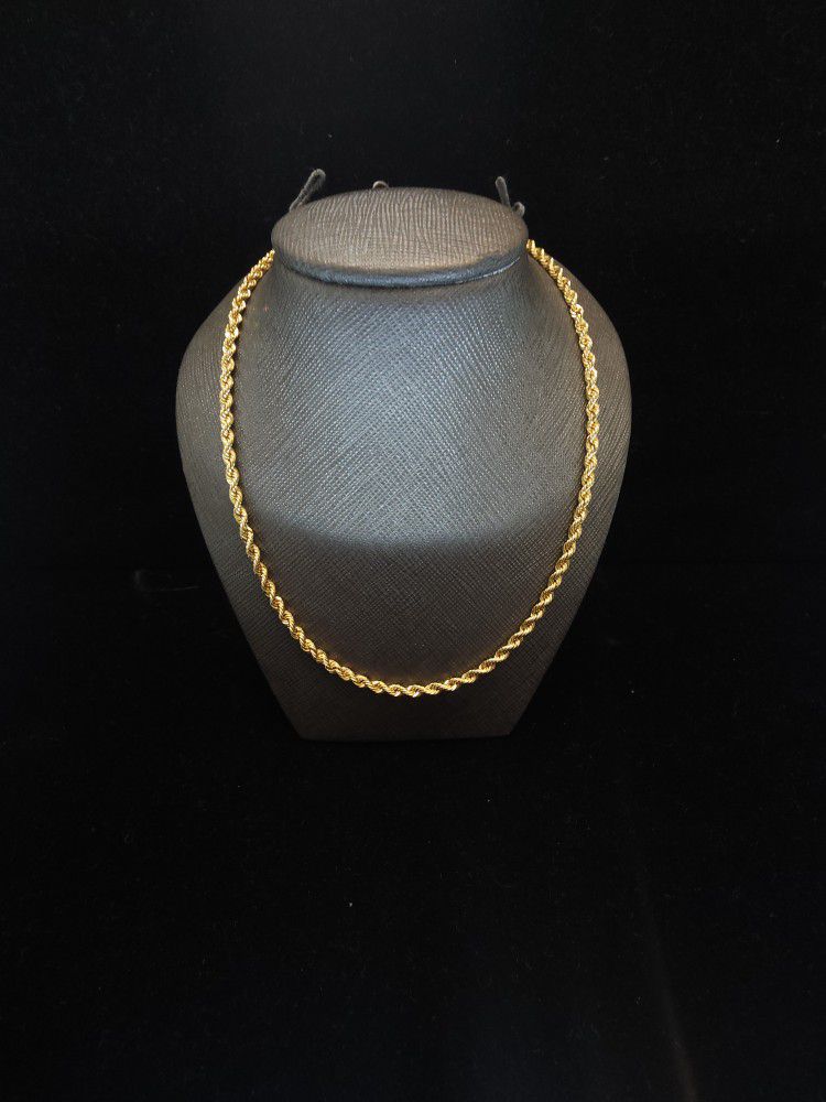 14k Gold Thin Hollow Rope Chain 
