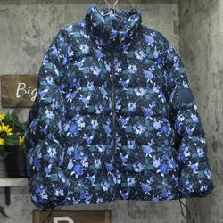 New Woolrich X Tgt Zip Neck Patch Puffer Jacket Blue 3x