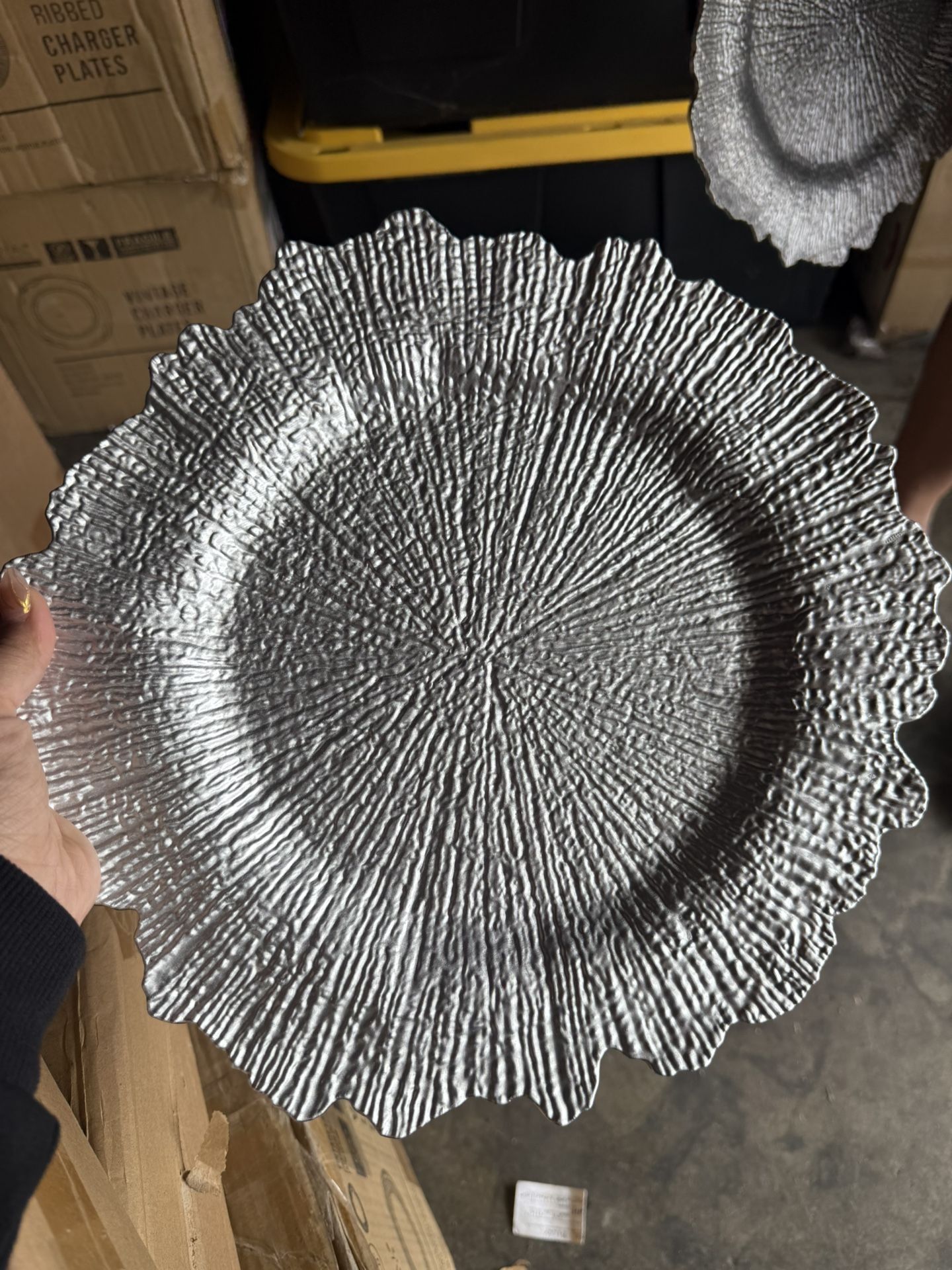 Flora Matte Silver Charger Plates