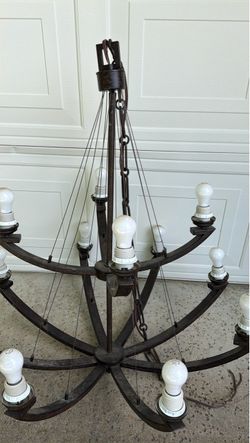 Large Dark Metal Multi-Light Chandelier