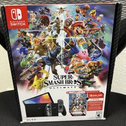 Nintendo Switch (OLED Model) Super Smash Bros. Bundle 64GB Console 