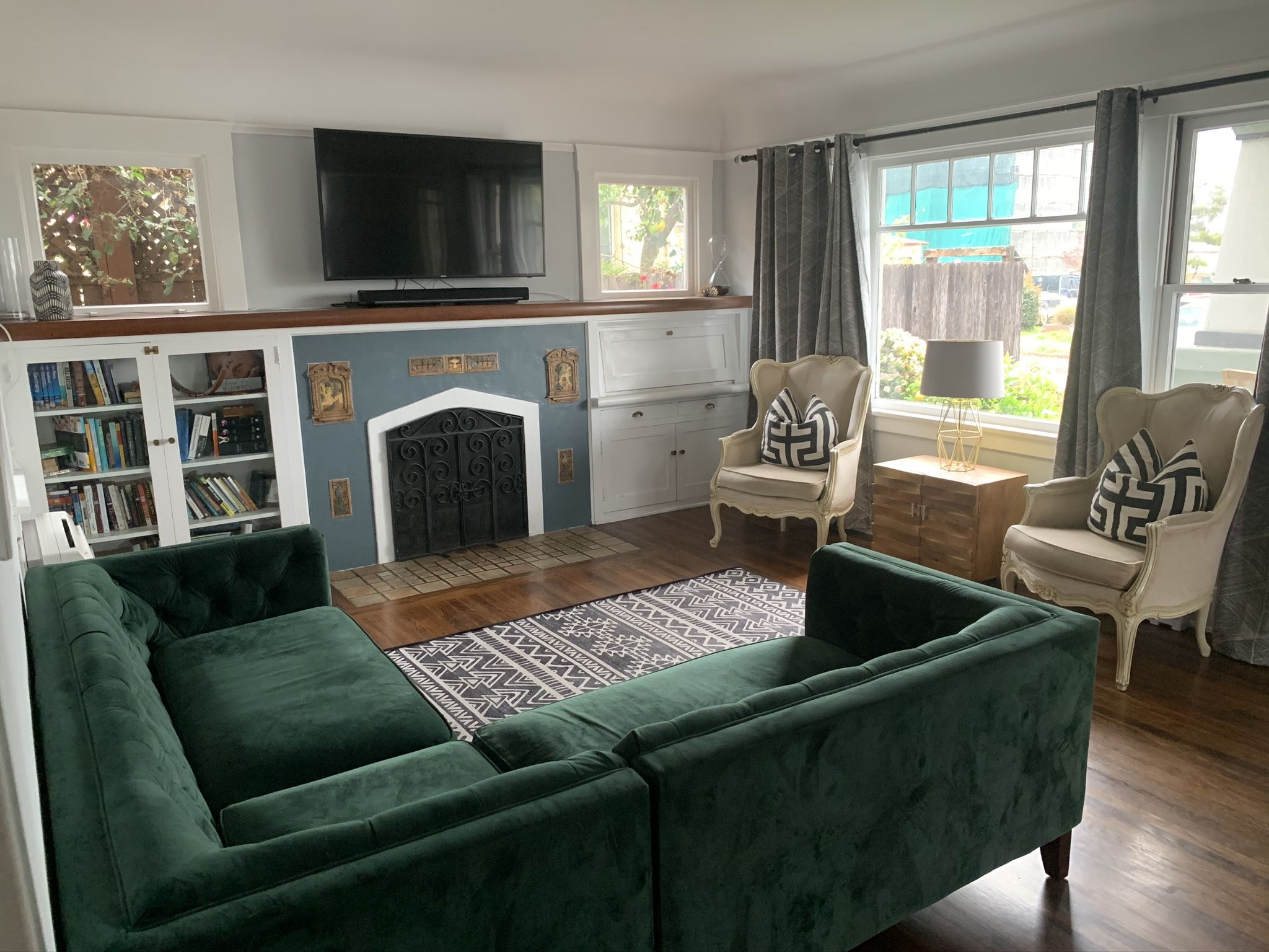 World Market Green Velvet Couch