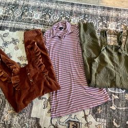 GIRLS 7/8 DRESS OVERALL SWEATER BUNDLE (10 PIECES)