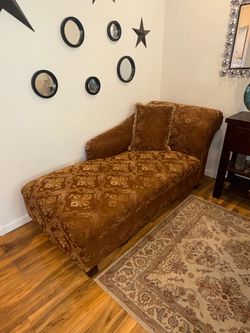 Upholstered Chaise Lounge with Accent Pillow