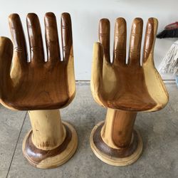 Solid Wood Hand Carved Chairs In Shape Of Hands