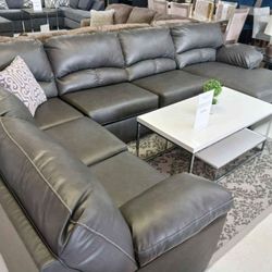 Aberton Gray Sectional Oversized Couch Brand New 