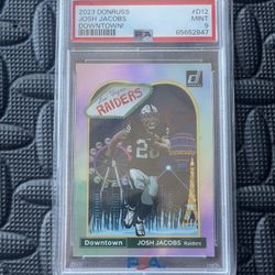 2023 Donruss Downtown Josh Jacobs Raiders PSA 9