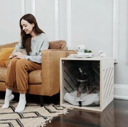 Pekia Wooden Dog Crate Side Table
