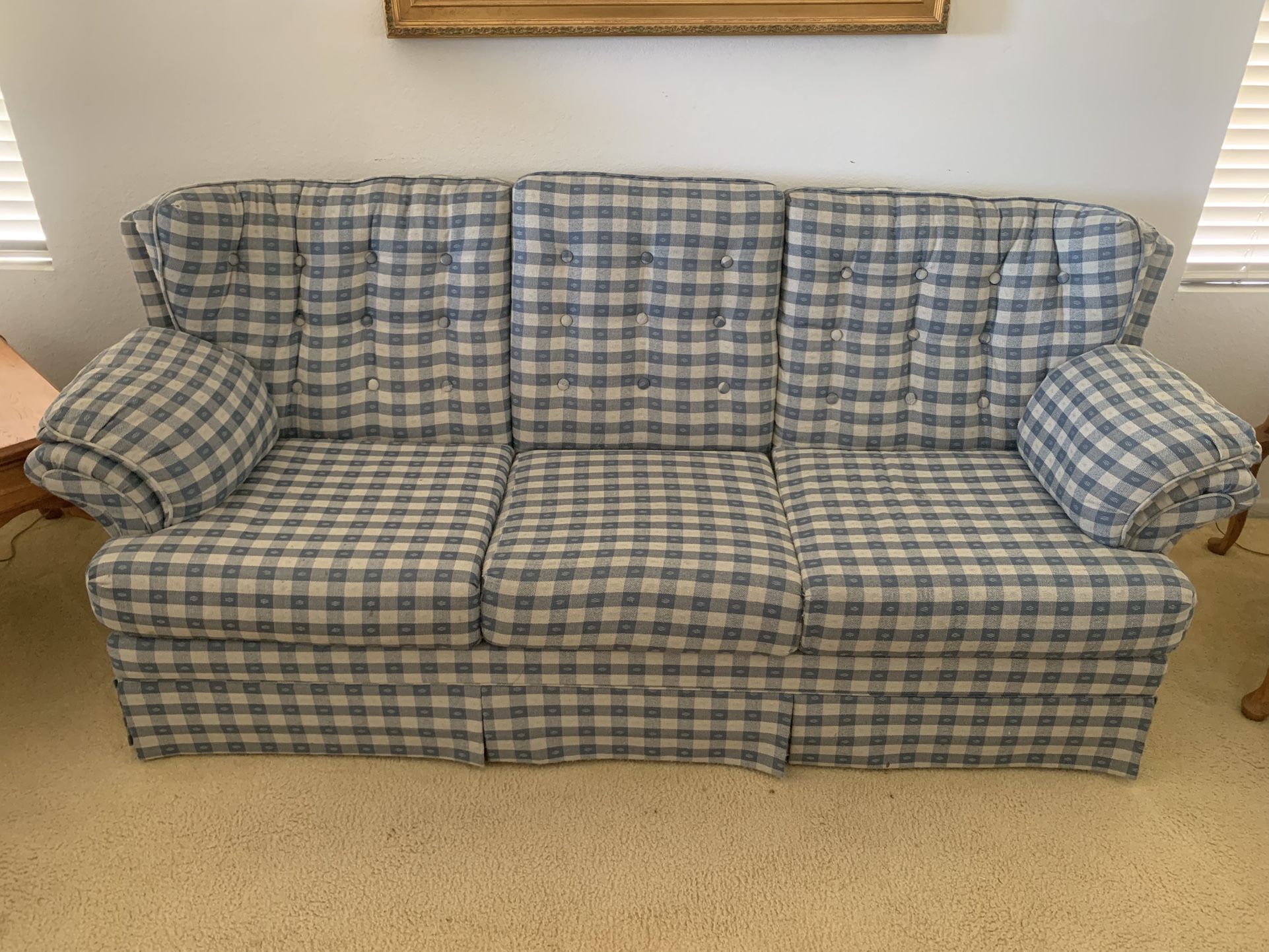 Blue and white gingham Sofa