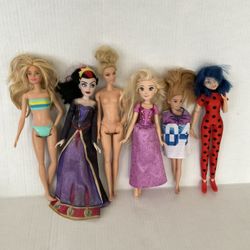 Barbie Doll Lot Of 6 Barbies Disney Princess Dolls 