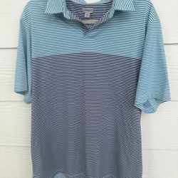 Ashworth Men’s Fairway Golf Polo Striped Short Sleeve Performance Size L